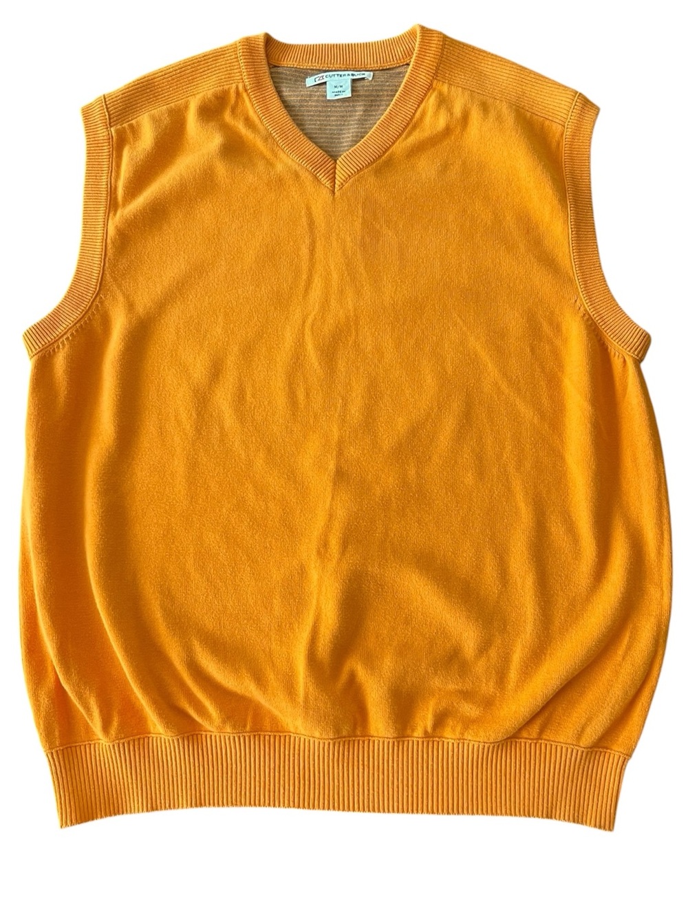 Cutter and Buck Orange Cotton V Neck Golf Sweater Vest (M)